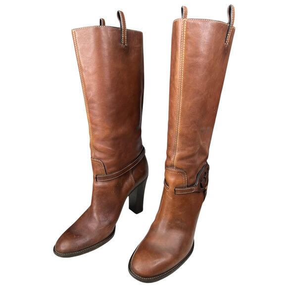 Gucci Interlocking GG Brown Leather Riding Boots Size 40 US 10 *Read Description - Picture 6 of 15